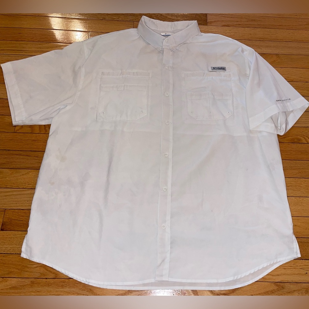 Columbia WHITE PFG Omni Shade Fishing Vented Short Sleeve Shirt Men’s XXL